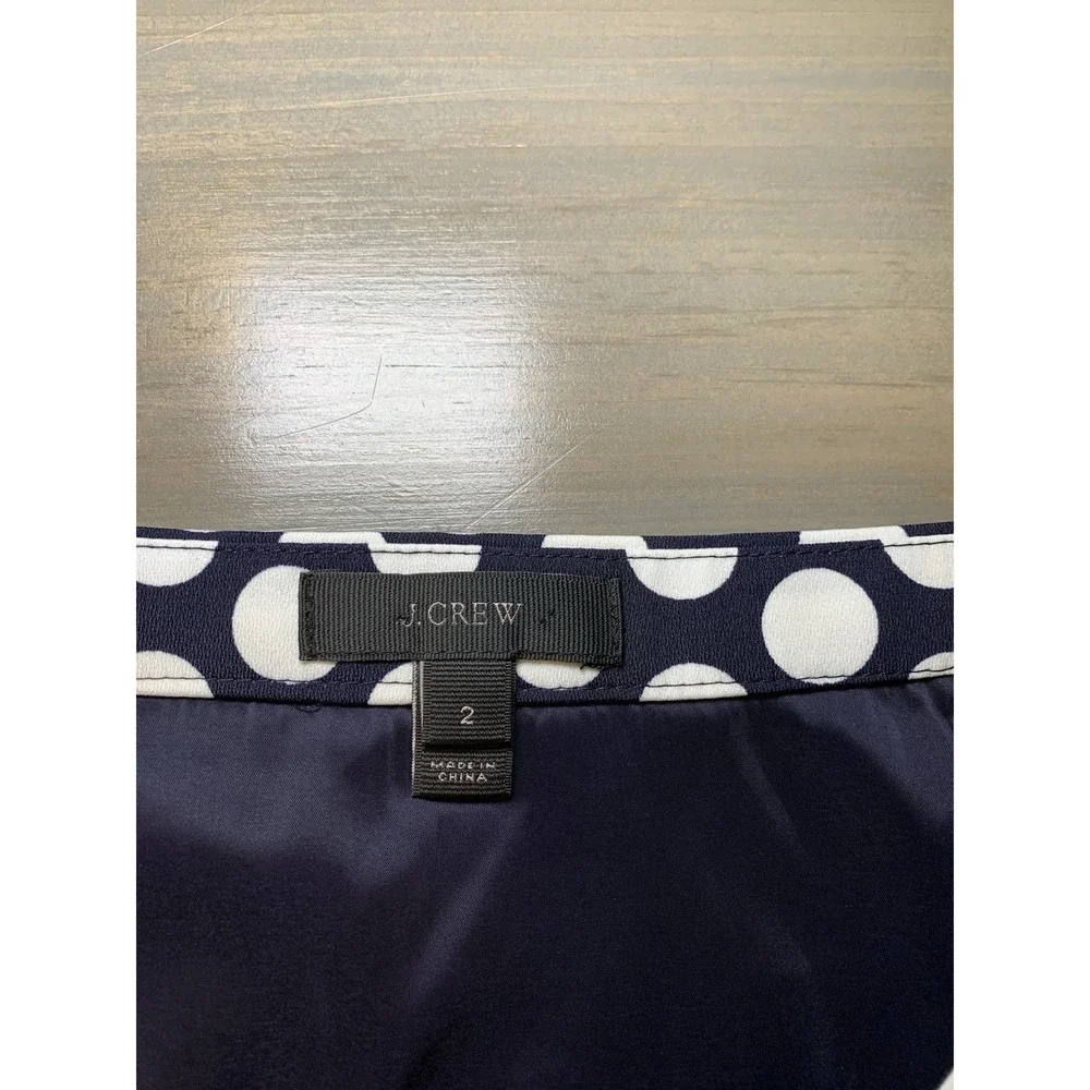 J Crew Navy And White Polka Dot Tiered Ruffle Hem Mini Skirt Women's Size 2 - Picture 3 of 13